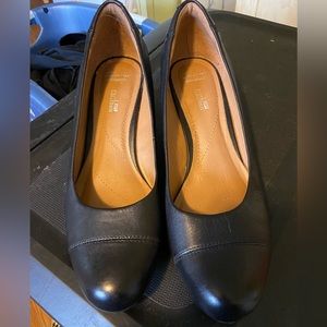 Clarks Collection Soft Cushion Black Wedges sz 9.5 New